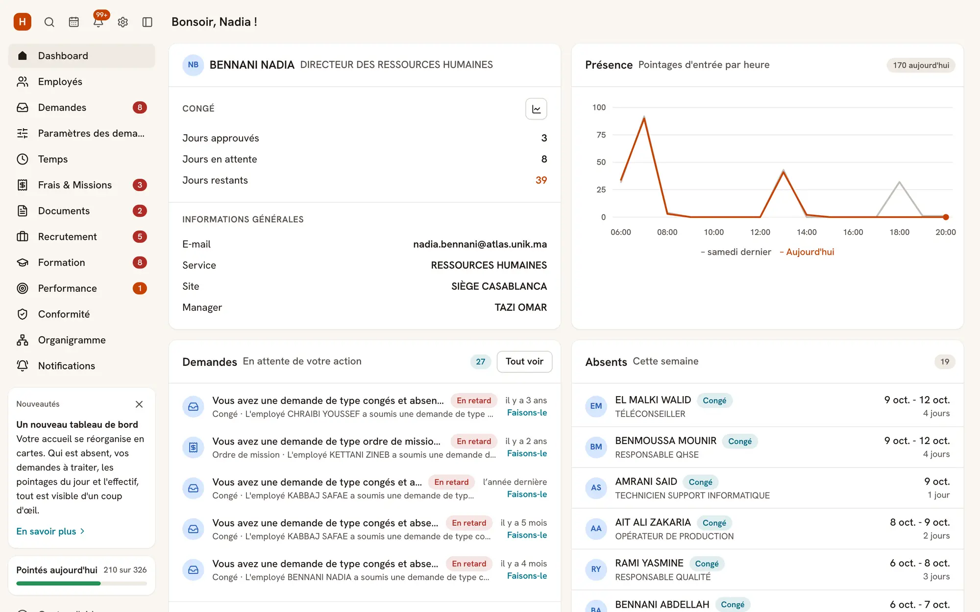 Tableau de bord SmartHR